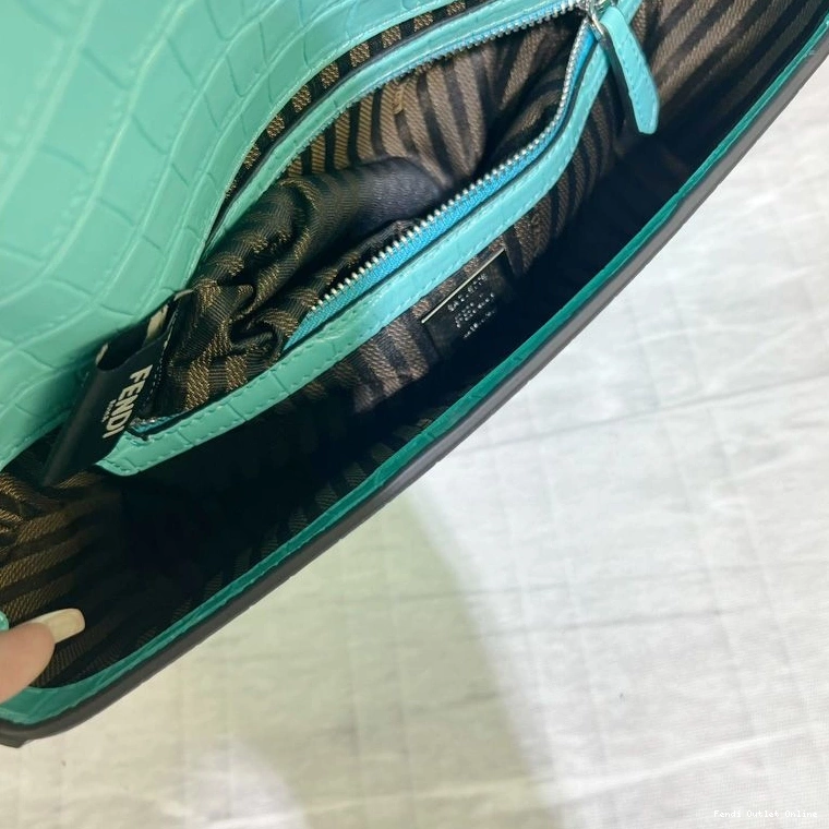 Affordable Medium Leather Bag Crocodile Tiffany Baguette Blue Fendi In 0719